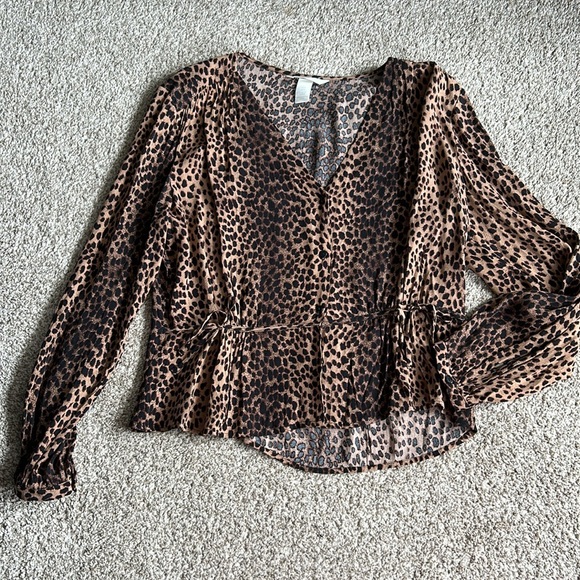HM Leopard Print Peplum Blouse - Picture 2 of 6